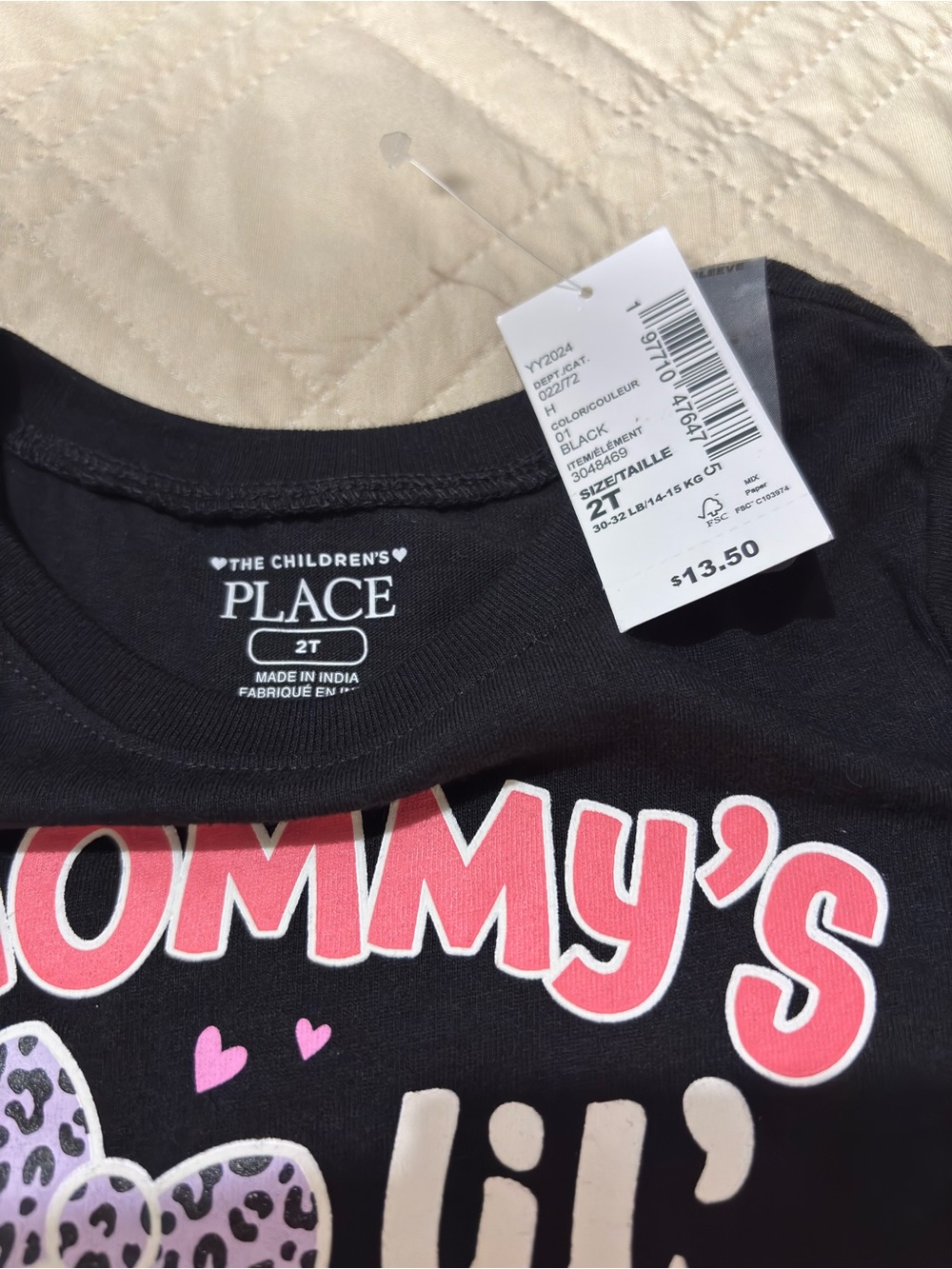 Children's Place 2T Black Long Sleeve "Mommy's lil' BOO!" Ghost Tee - Picture 4 of 4